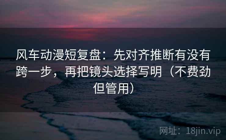 风车动漫短复盘：先对齐推断有没有跨一步，再把镜头选择写明（不费劲但管用）