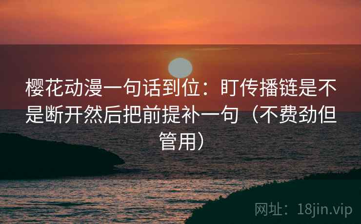 樱花动漫一句话到位：盯传播链是不是断开然后把前提补一句（不费劲但管用）